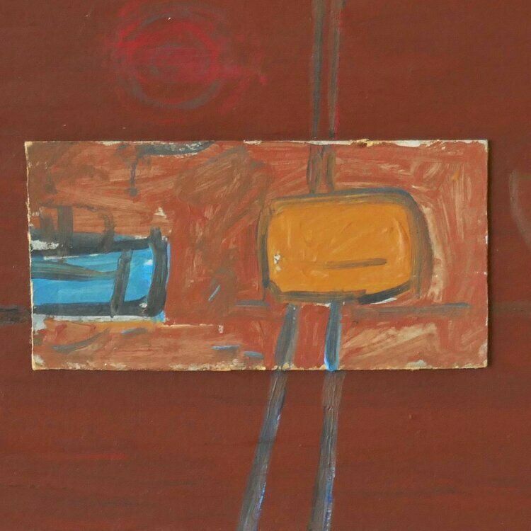 Newlyn School Painting Ochre Boat photo furniture