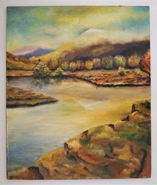 Vintage Mid Century Landscape Oil Painting, Unframed   Reverie photo furniture