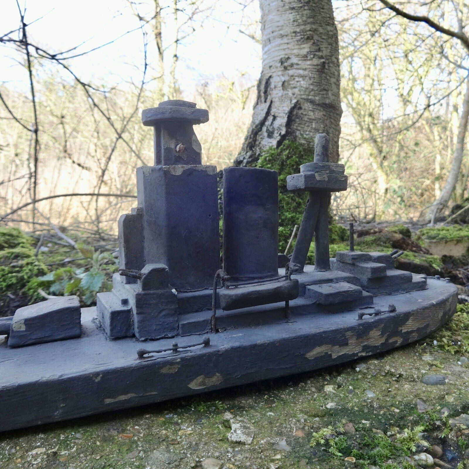 Folk Art Pow Scratch Built Battleship photo Home Decor