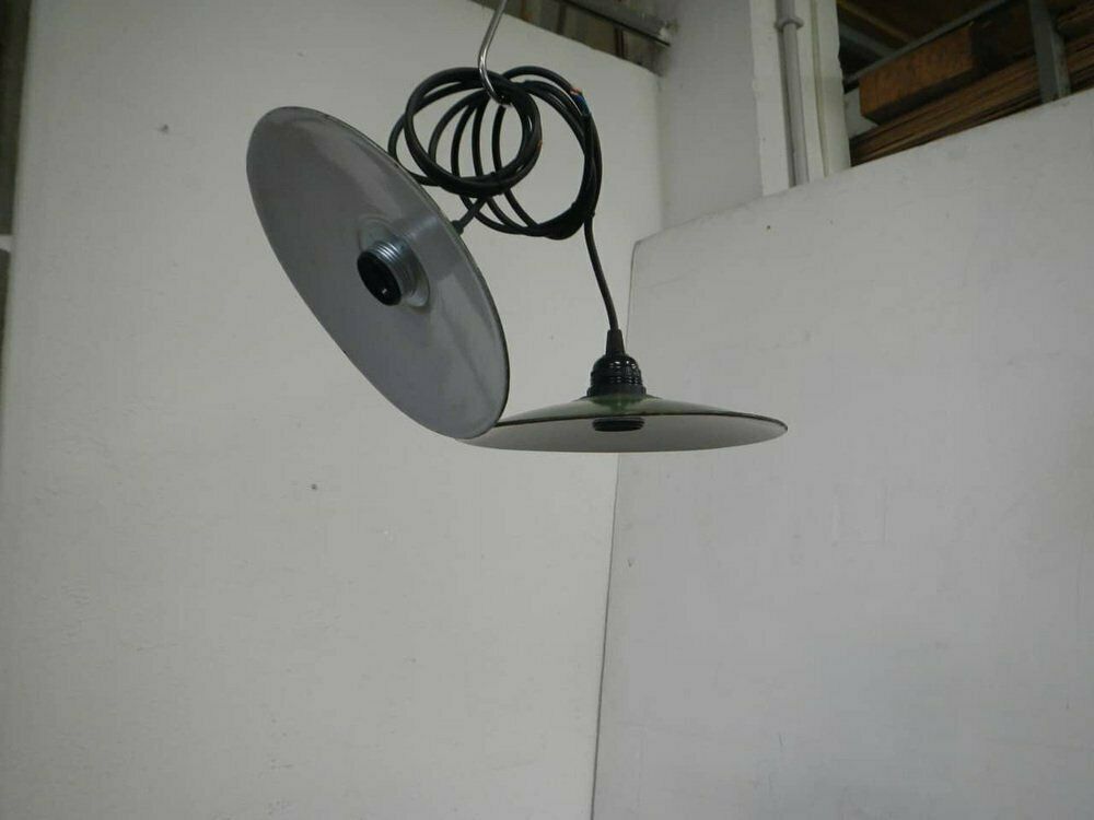 Vintage Green Metal Lamps, 1970s, Set Of 2 photo furniture