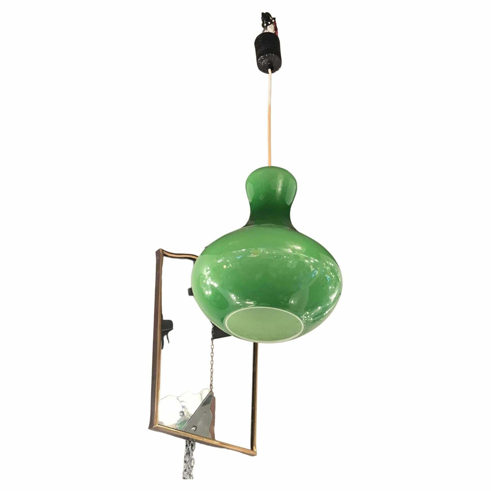 Stilnovo Chandelier Murano Glass Metal, 1950, Italy
