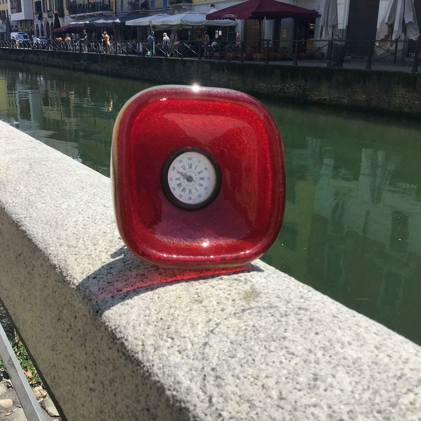 photo vinterior Venini Table Clock /Scrivania Brass Murano Glass 1950 Italy
