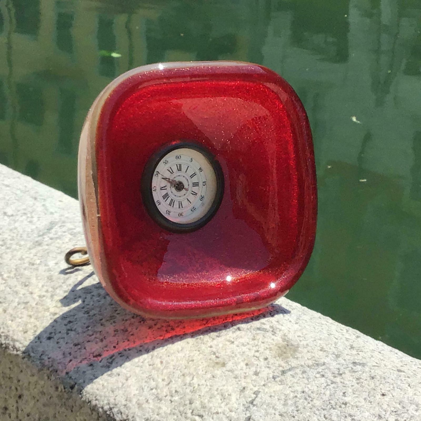 photo vintage Venini Table Clock /Scrivania Brass Murano Glass 1950 Italy