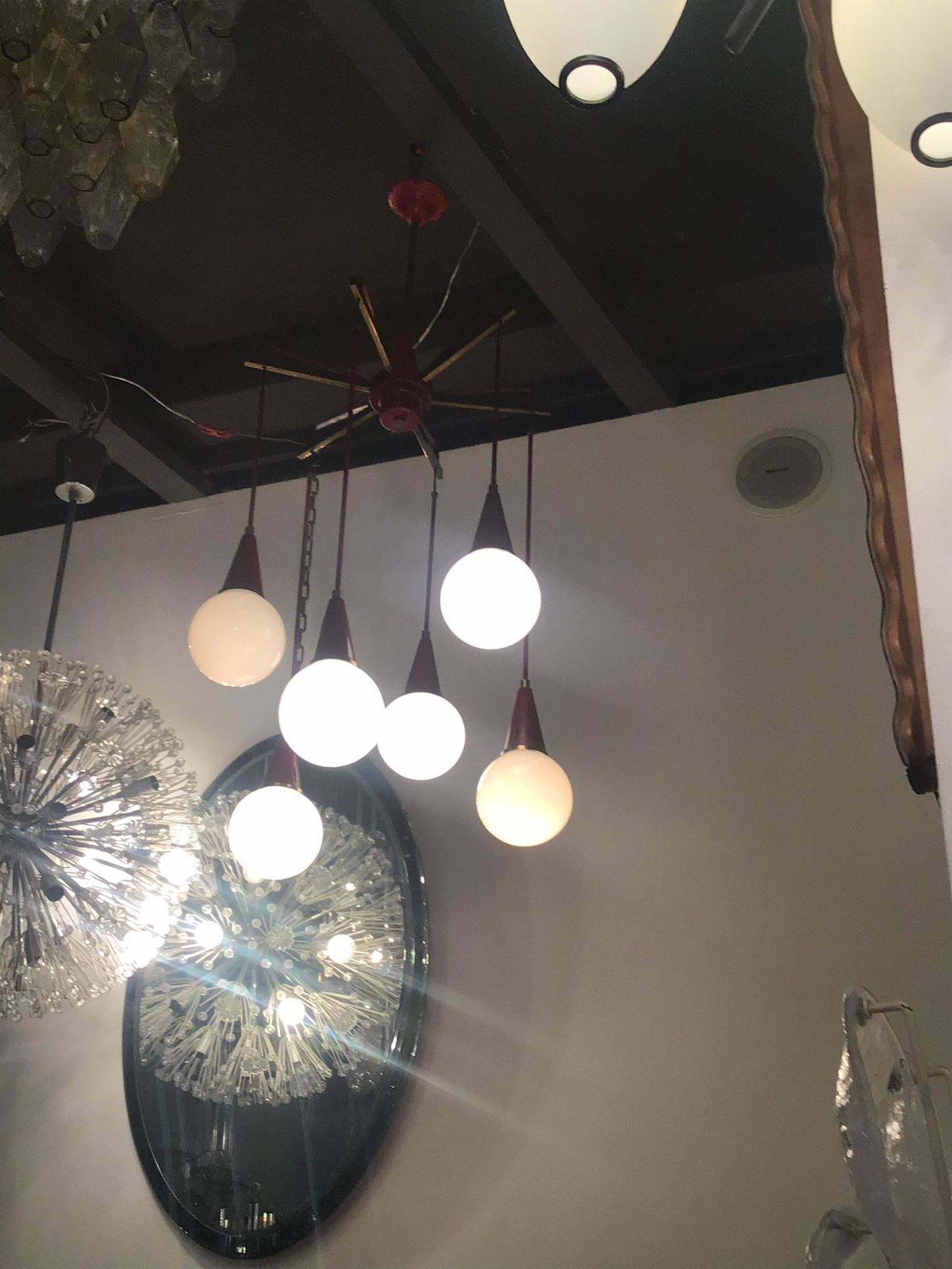 Stilnovo Chandelier Brass Metal Glass 1950 Italy photo buy