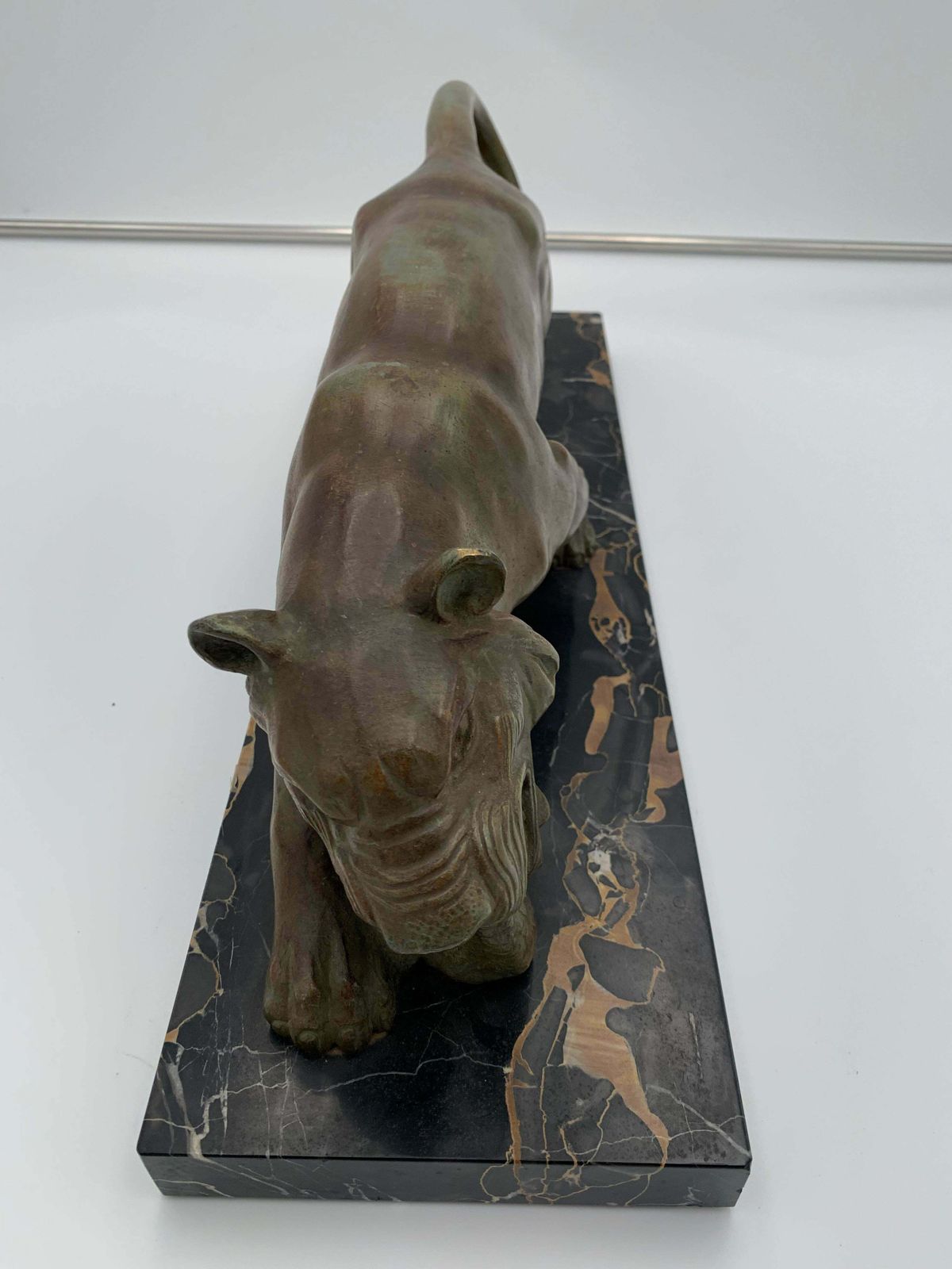 photo vinterior Art Deco Panther Sculpture By Emile Grégoire, Bronze, Marble, France Circa 1930