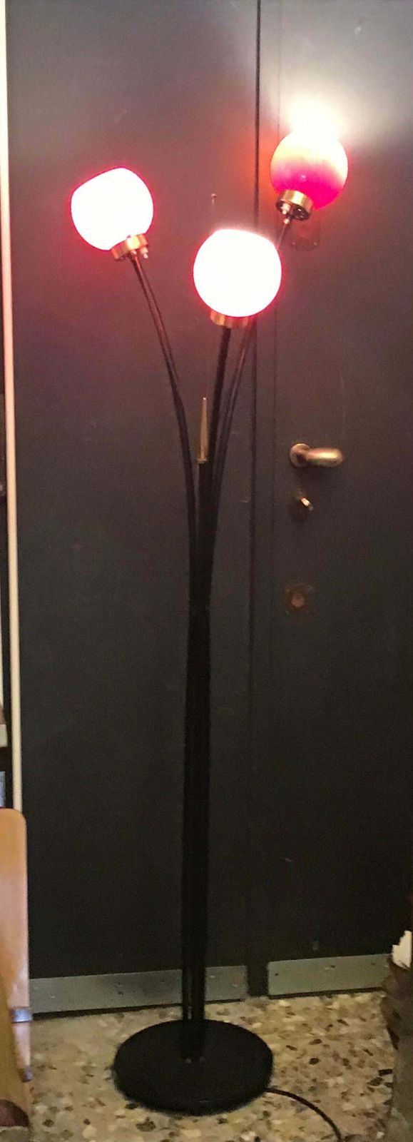 photo vinterior Stilnovo Floor Lamp Brass Glass Iron, 1950, Italy