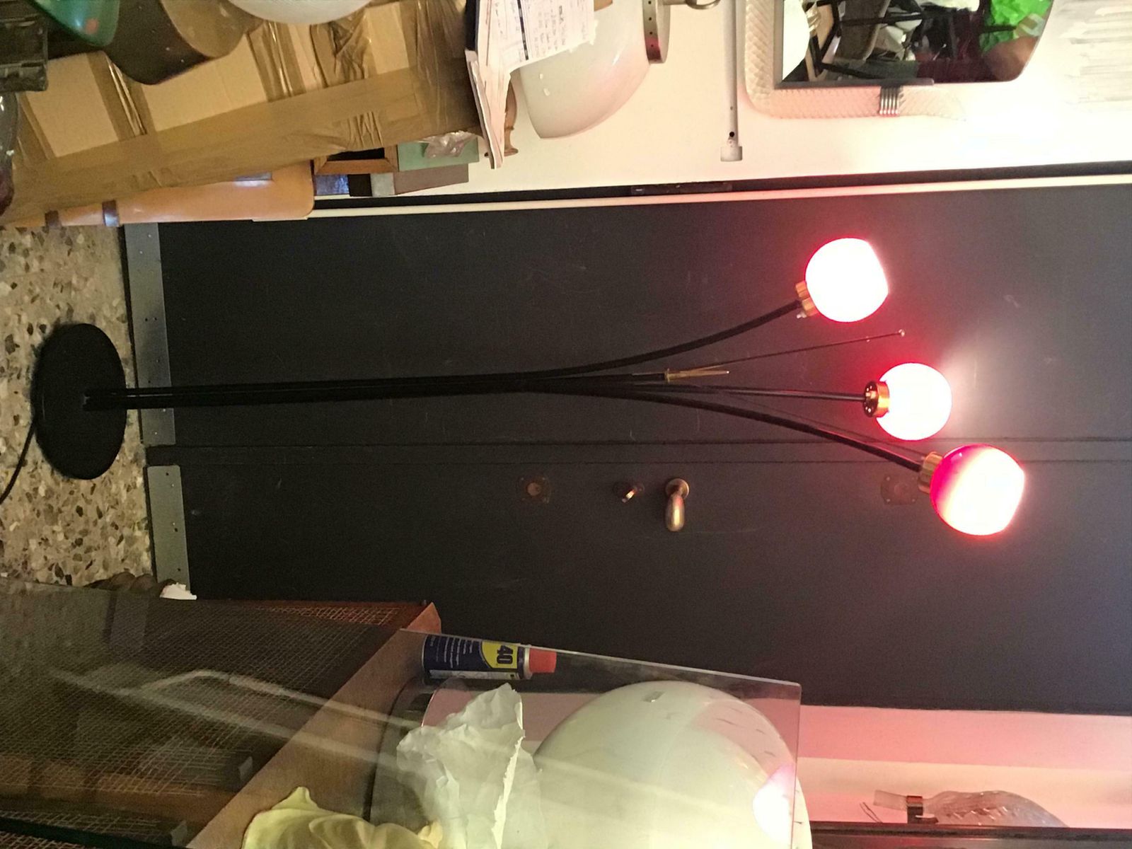 photo buy Stilnovo Floor Lamp Brass Glass Iron, 1950, Italy