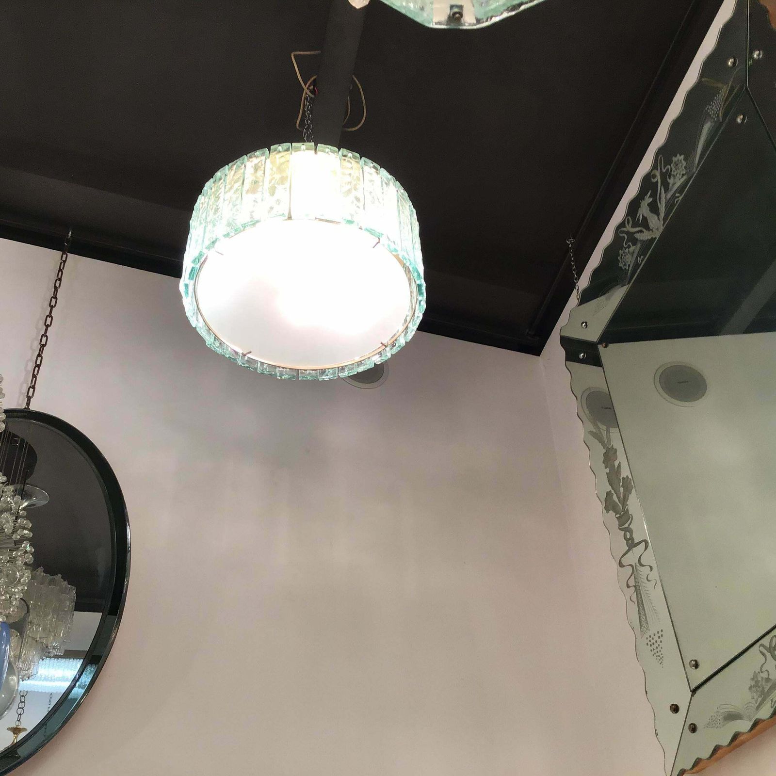 Max Ingrand Fontana Arte Chandelier Glass Metal Crome 1960 Italy photo 8726.0