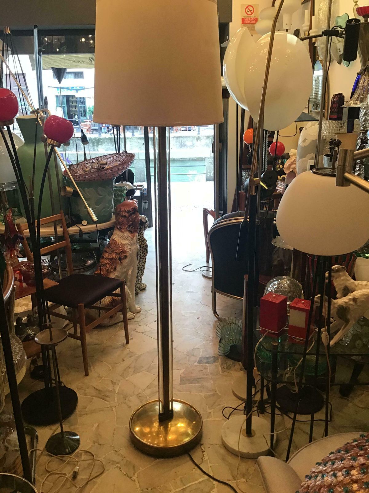 photo buy Fontana Arte Pietro Chiesa Floor Lamp Brass Glass Lampshade 1950 Italy