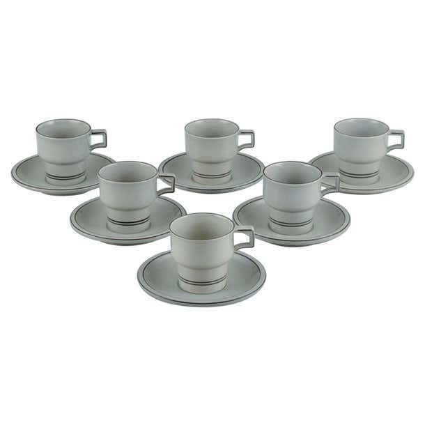 Jens Harald Quistgaard Bing And Grøndahl Colombia Six Coffee Cups With Saucers
