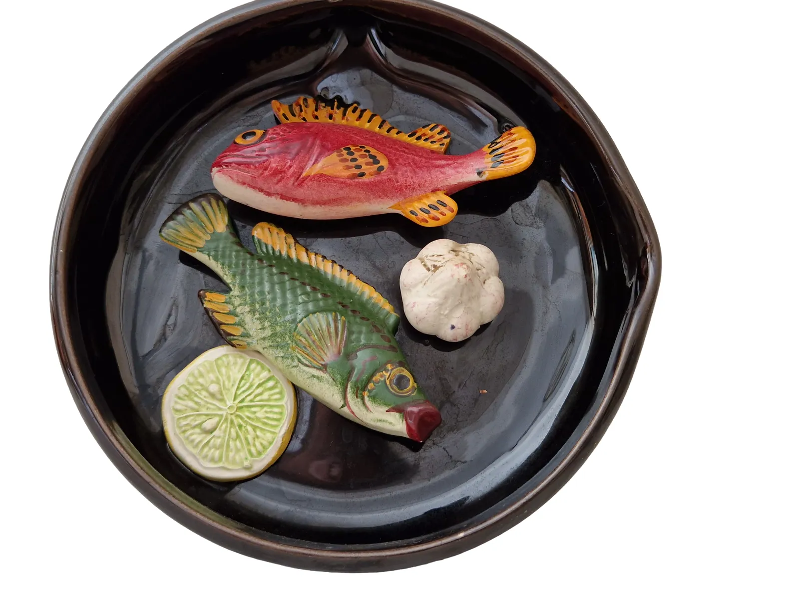 photo furniture Mid Century Vallauris Majolica Palissy Fish Plate
