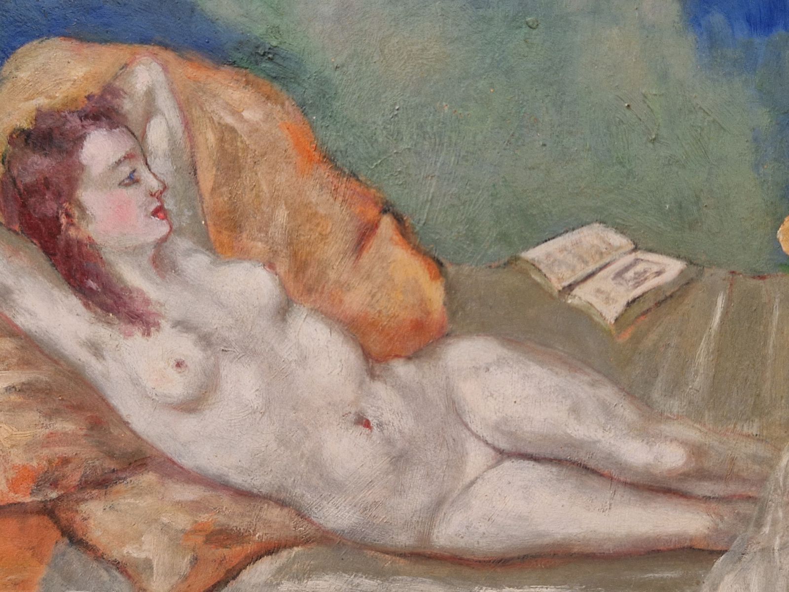 Germaine Marcel Beronneau Recling Nude Oil Painting, Framed. photo buy