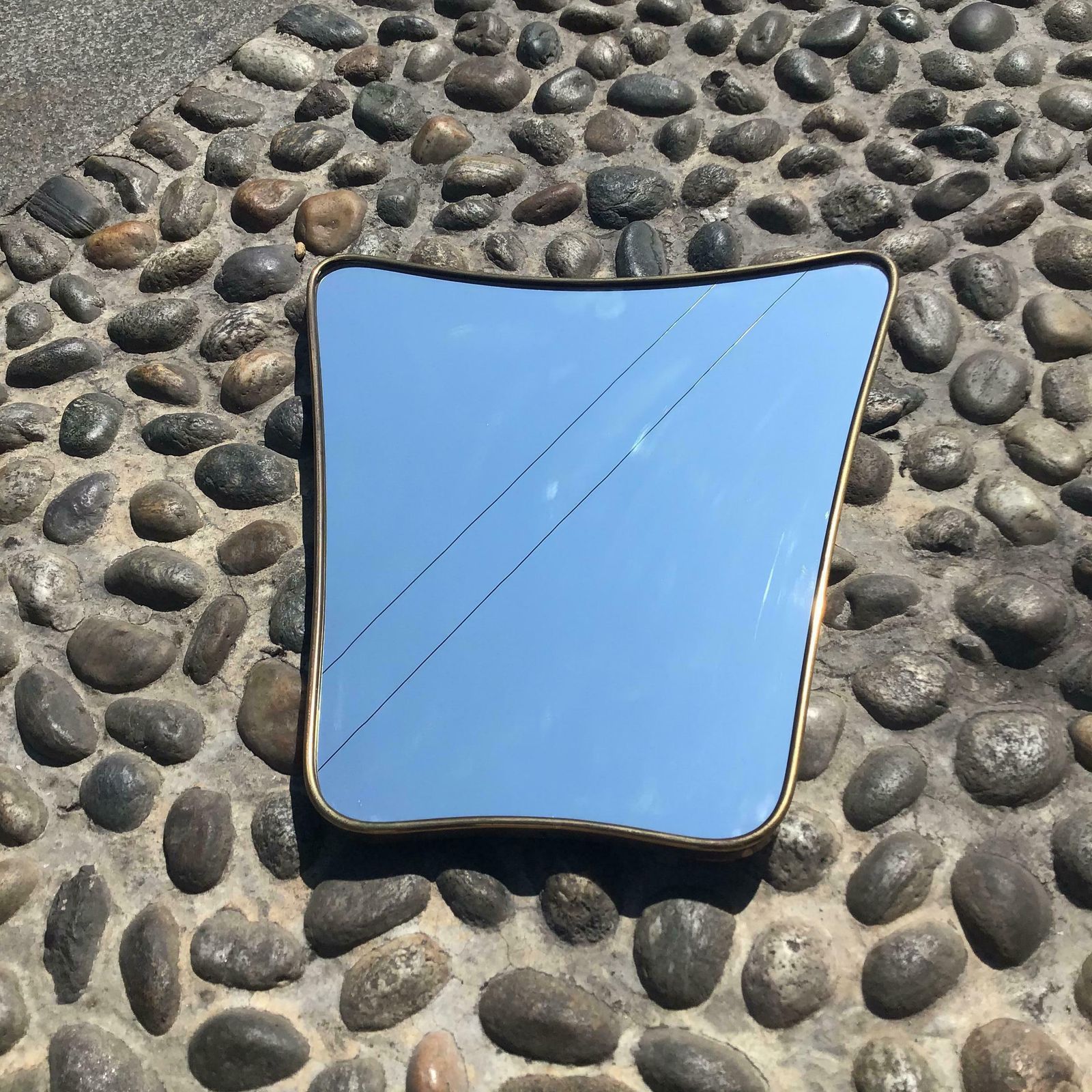 photo furniture Fontana Arte Mirror Brass Wood Glass 1950 Italy