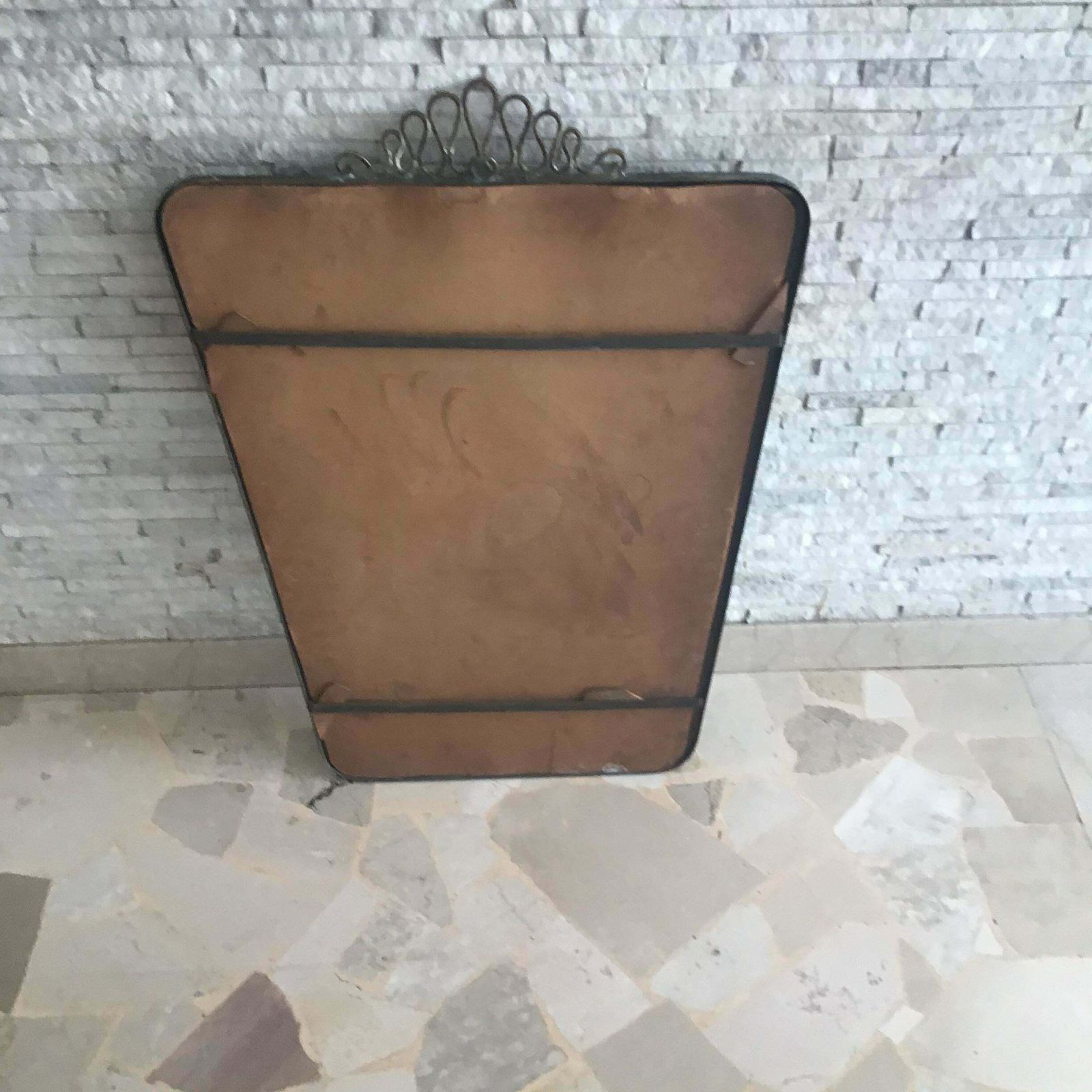 Gio Ponti Mirror Brass Glass Wood 1950 Italy photo vintage