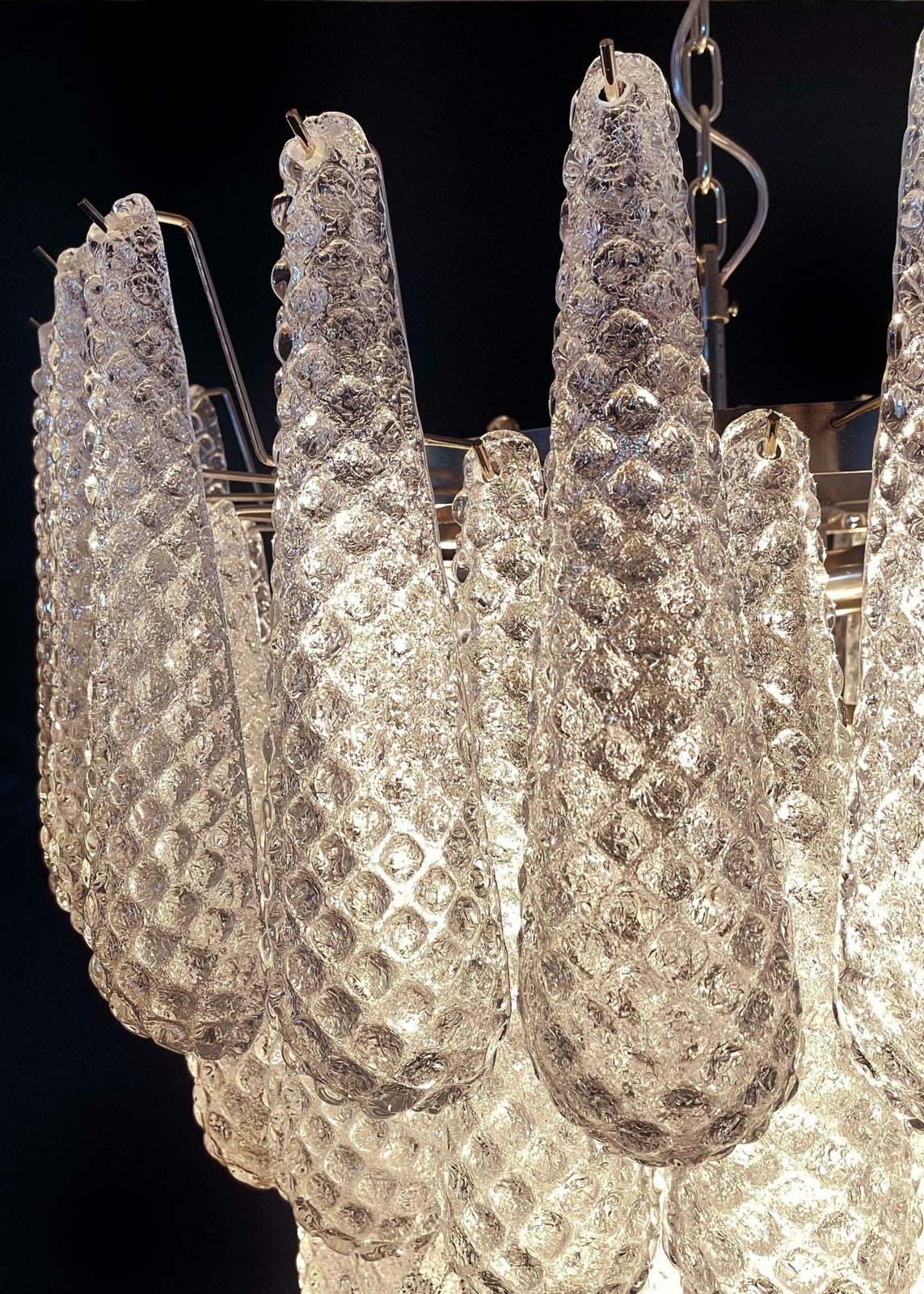 Magnificent Italian Vintage Murano Glass Chandeliers  75 Glass Petals Drop photo for sale