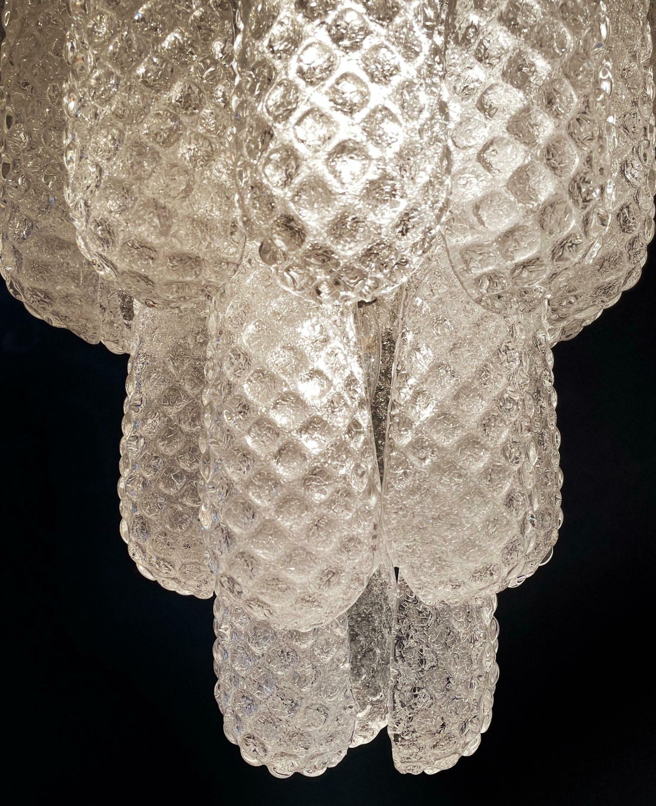 Magnificent Italian Vintage Murano Glass Chandelier  75 Glass Petals Drop photo vintage