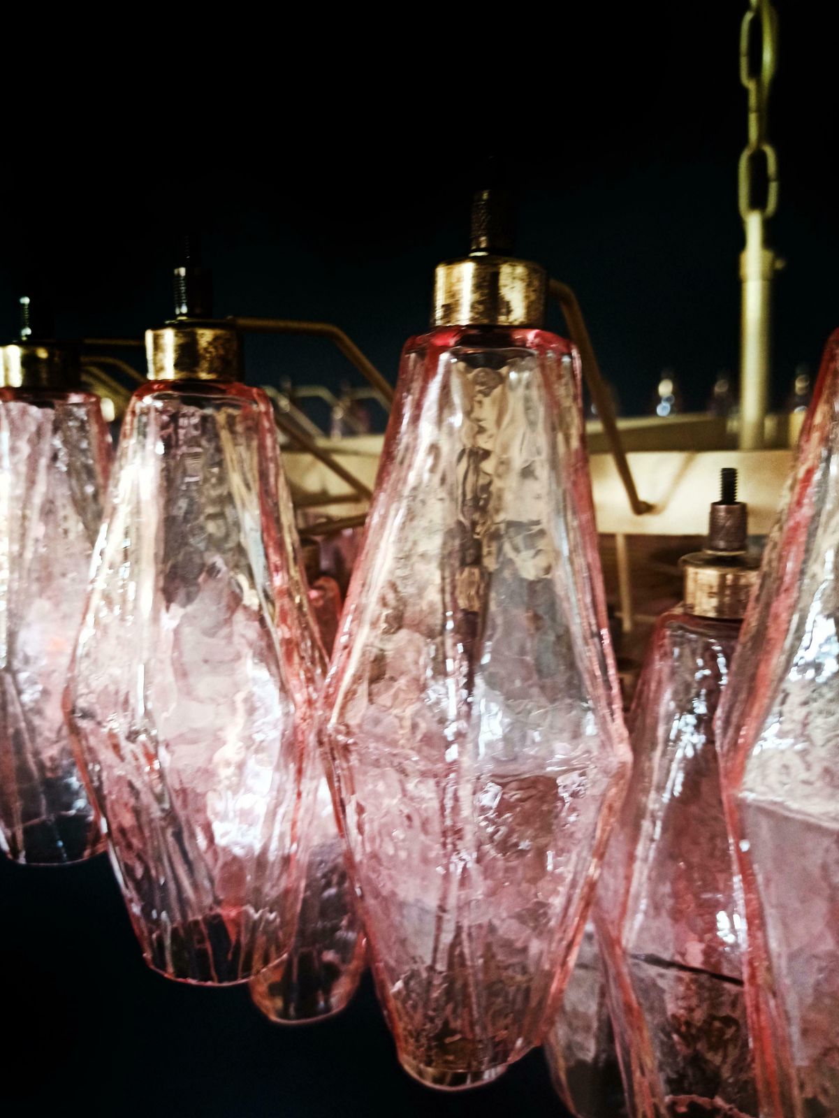 photo vintage Charming Amazing Murano Glass Chandelier  185 Pink Poliedri