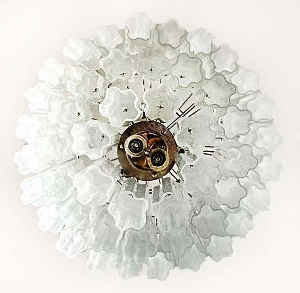 Beautiful Big Three Tier Murano Glass Tube Chandeliers White Albaster photo vinterior