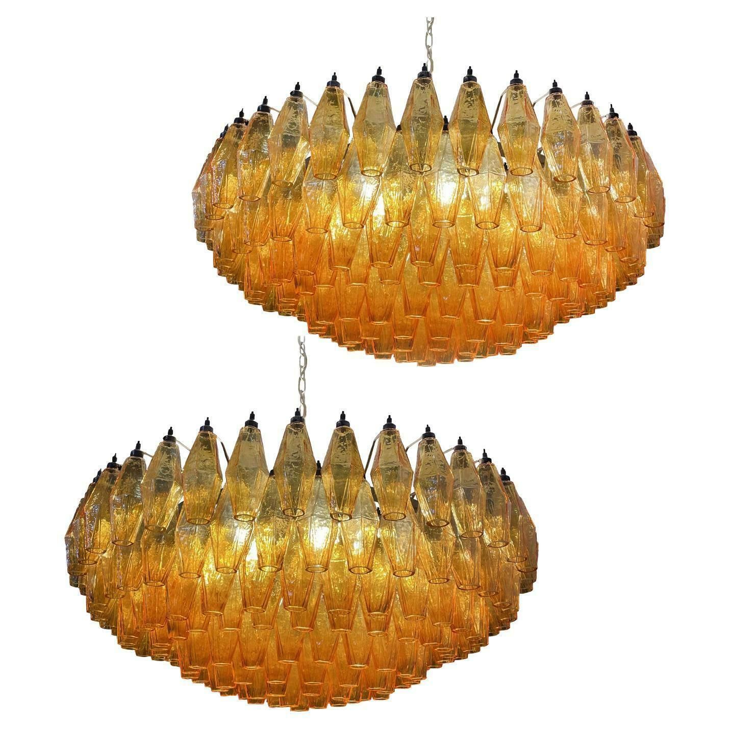 Majestic Murano Glass Chandeliers  185 Amber Poliedri