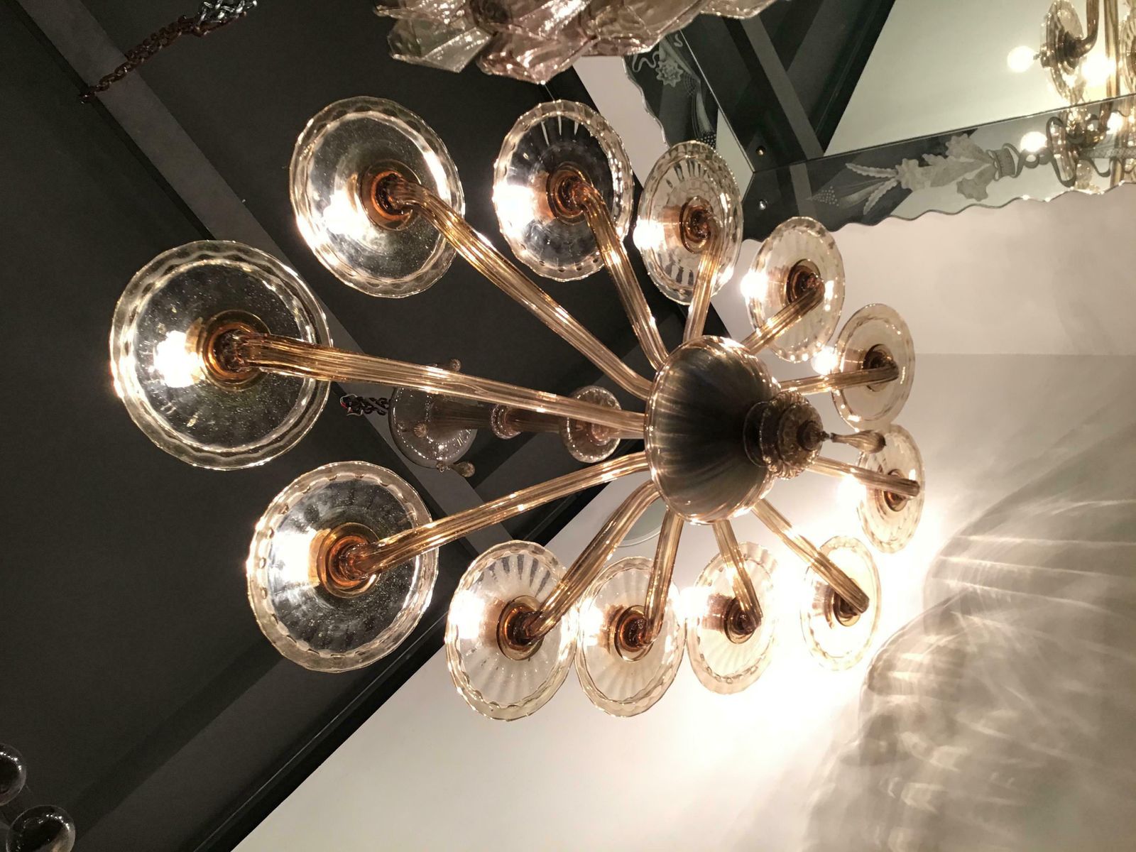 Lighting Venini Oval Murano Glass Chandelier 12 Light, 1930, Italy photo