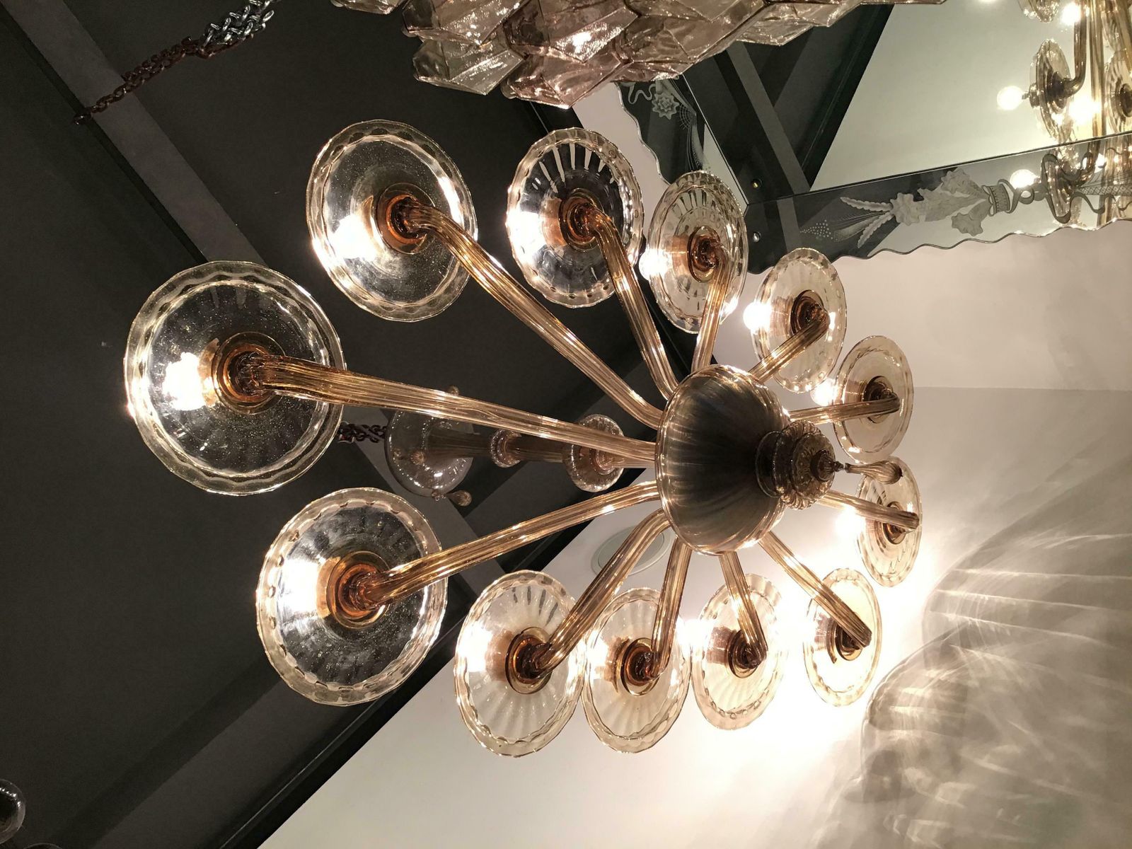 13090.0 Venini Oval Murano Glass Chandelier 12 Light, 1930, Italy photo