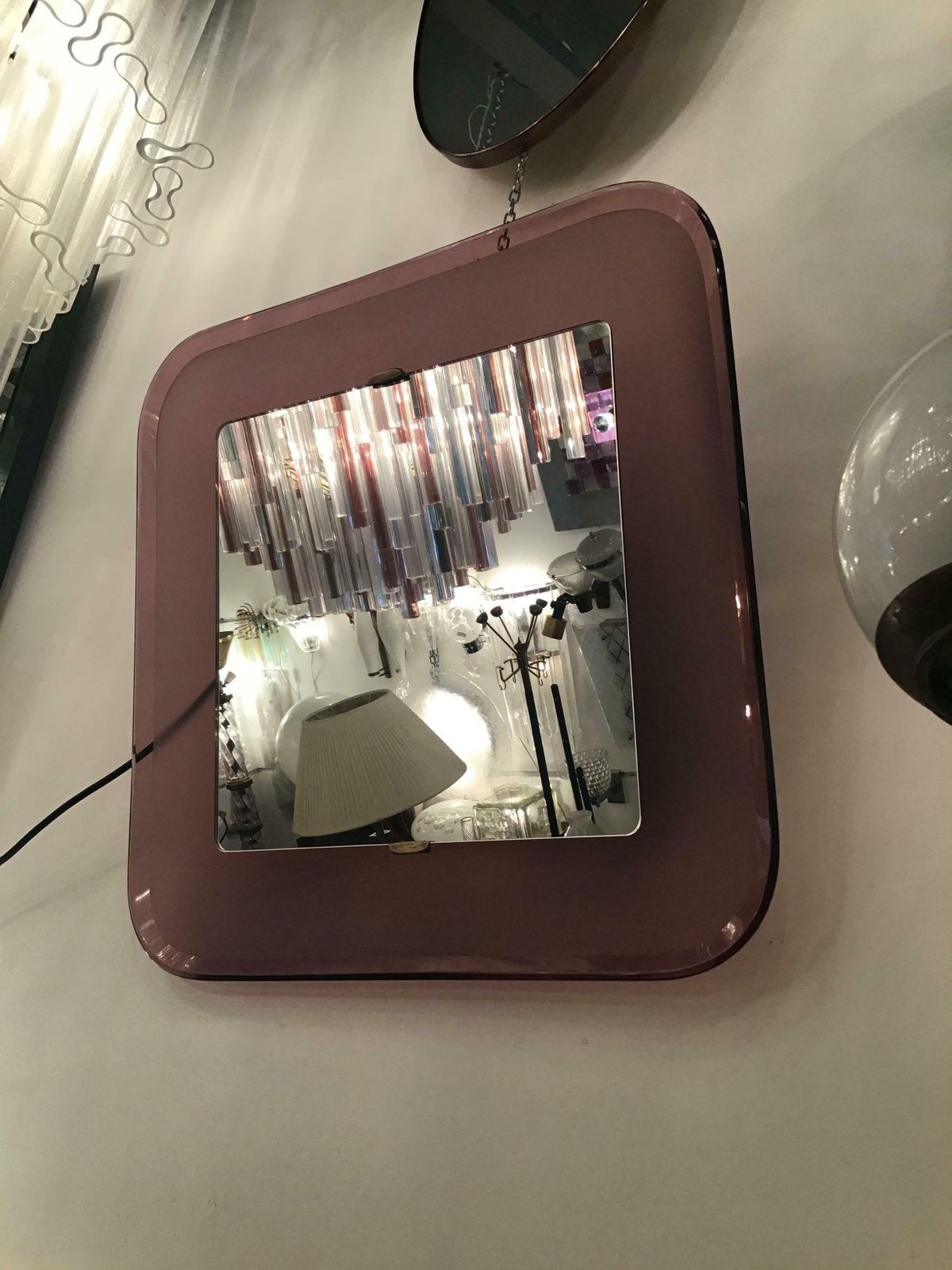 photo furniture Fontana Arte Backlit Mirror Glass Metal Crome 1950 Italy