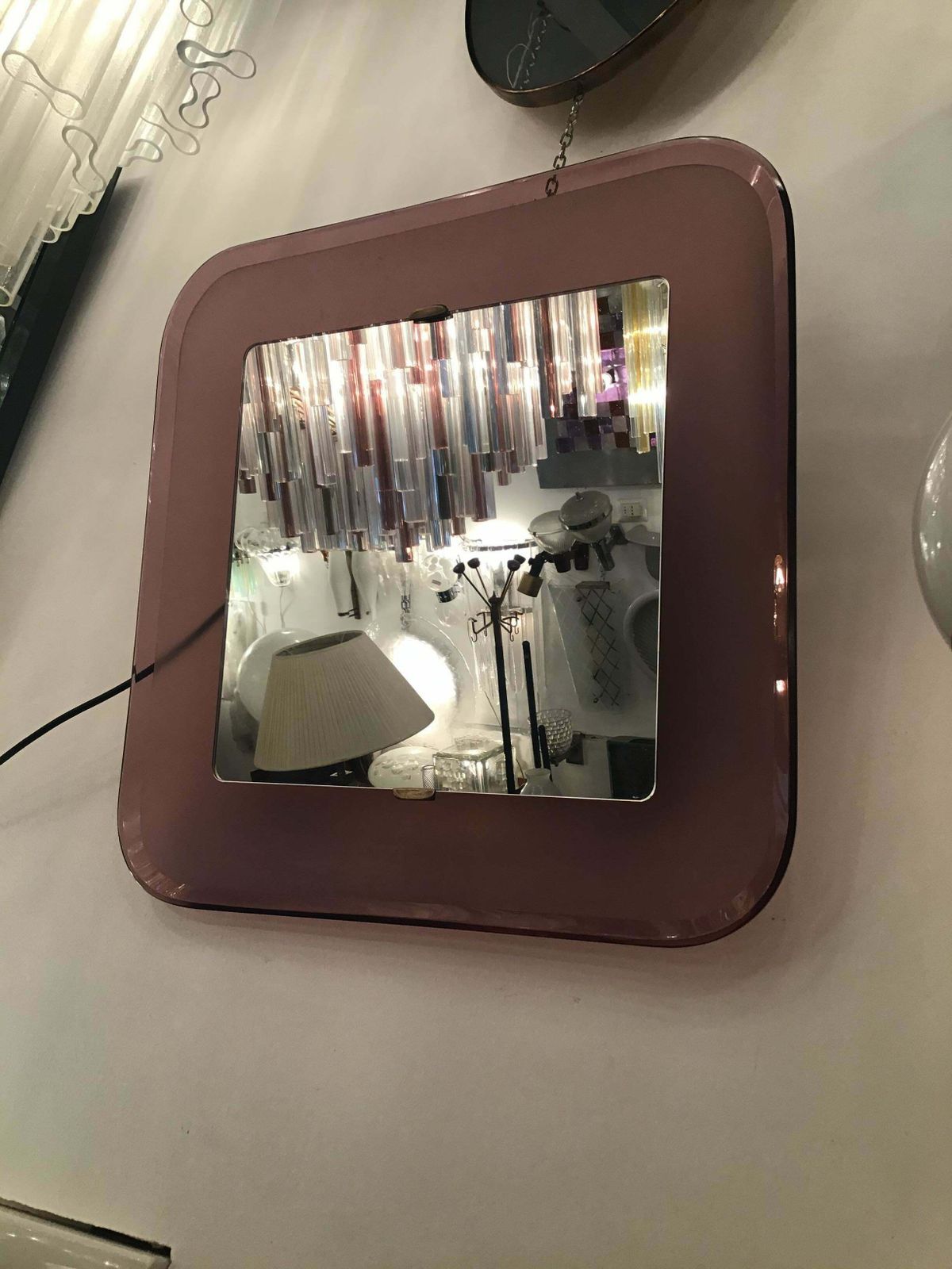 7854.0 Fontana Arte Backlit Mirror Glass Metal Crome 1950 Italy photo