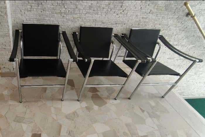 3 Armchairs Mod. Lc 1 1970s Le Corbusier   Cassina  Made In Italy photo Furniture