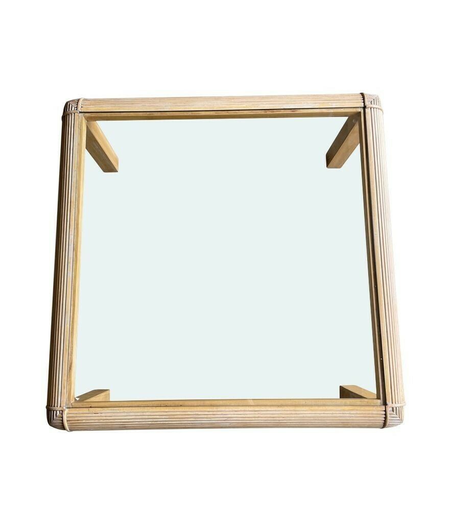 A Large Square 1980s Italian Pencil Reed Bamboo Coffee Table In The Style Of Vivai Del Sud photo buy