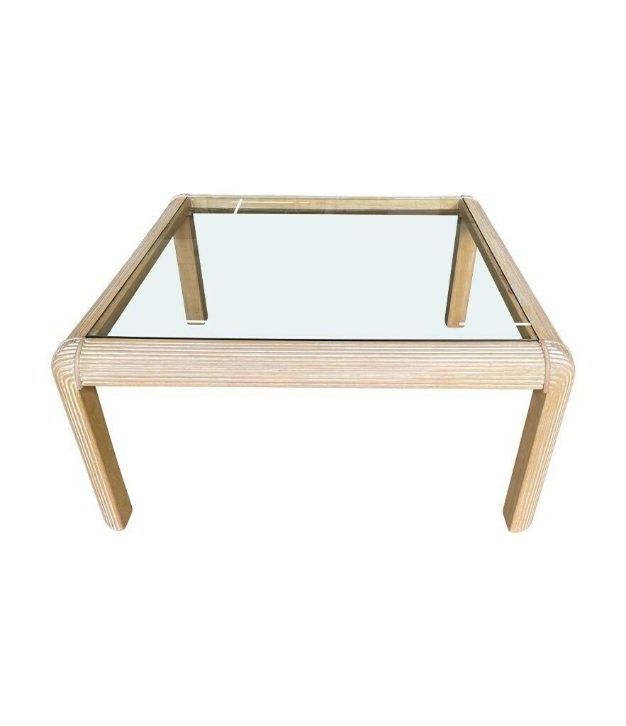 photo furniture A Large Square 1980s Italian Pencil Reed Bamboo Coffee Table In The Style Of Vivai Del Sud