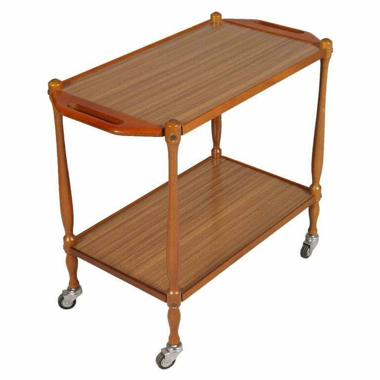 Mid Century Modern Bar Cart In Wood Beech , Cherry And Formica, Period 1950s photo 1298.28