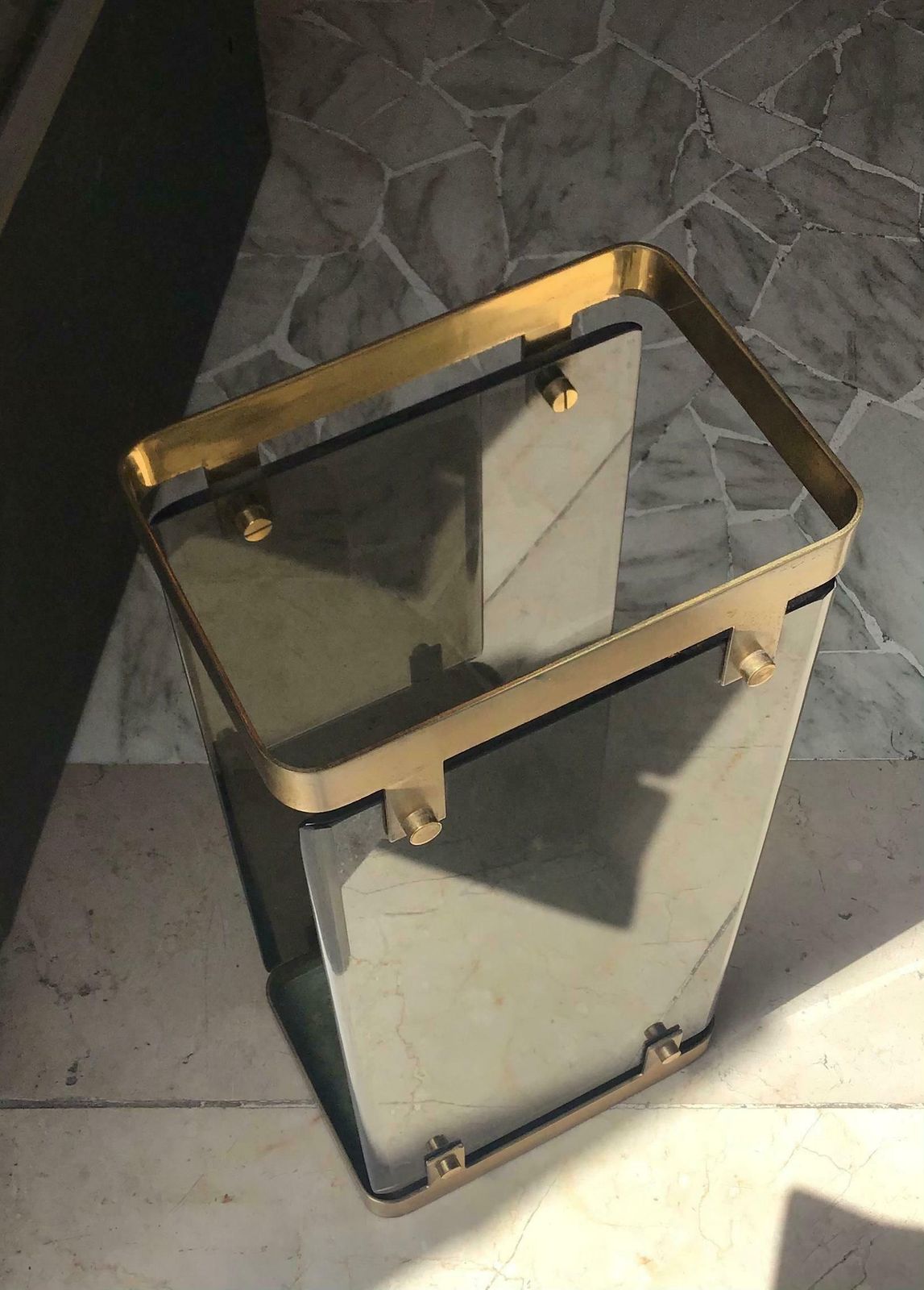 Fontana Arte Umbrella Stand Brass Glass 1955 Italy photo vintage