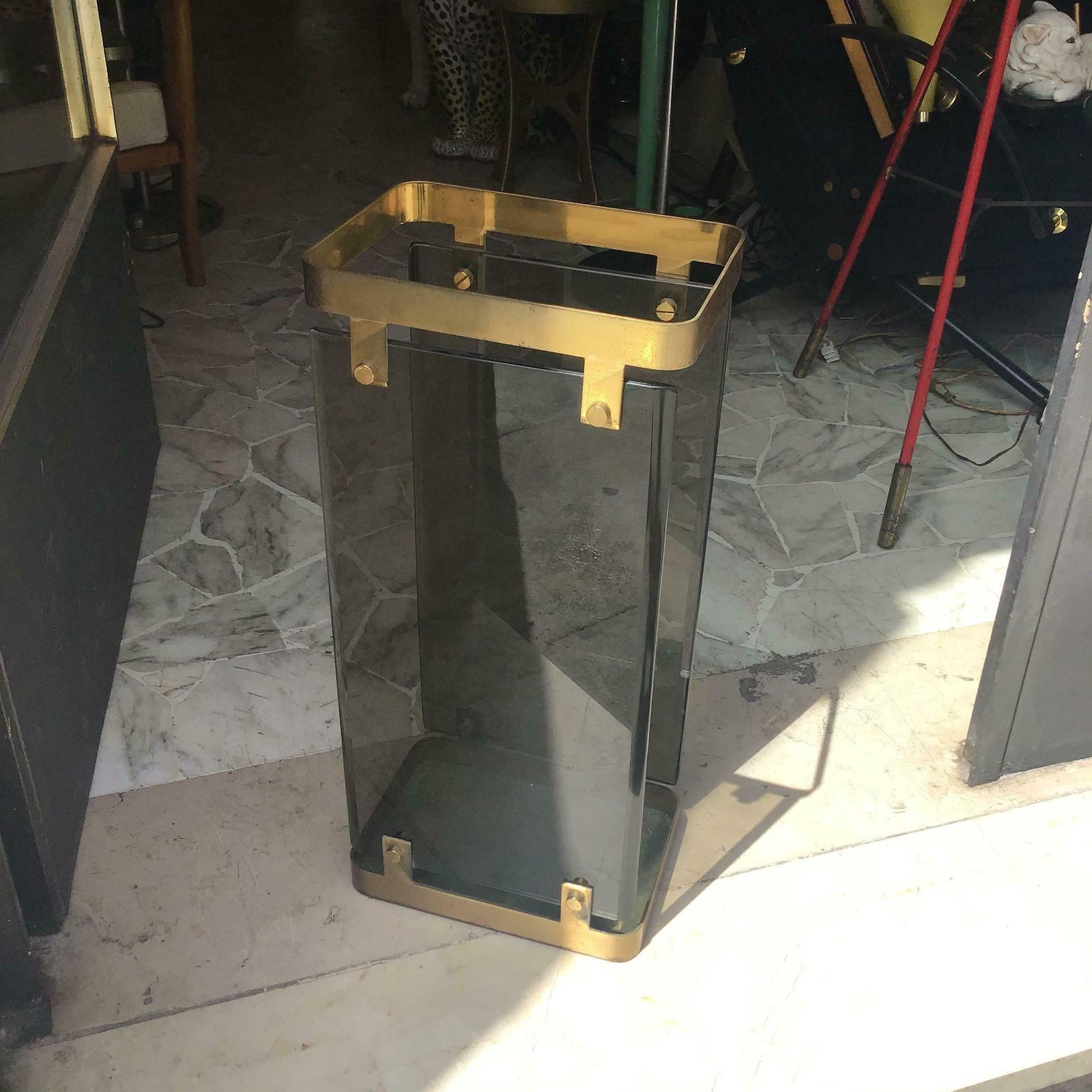 photo for sale Fontana Arte Umbrella Stand Brass Glass 1955 Italy