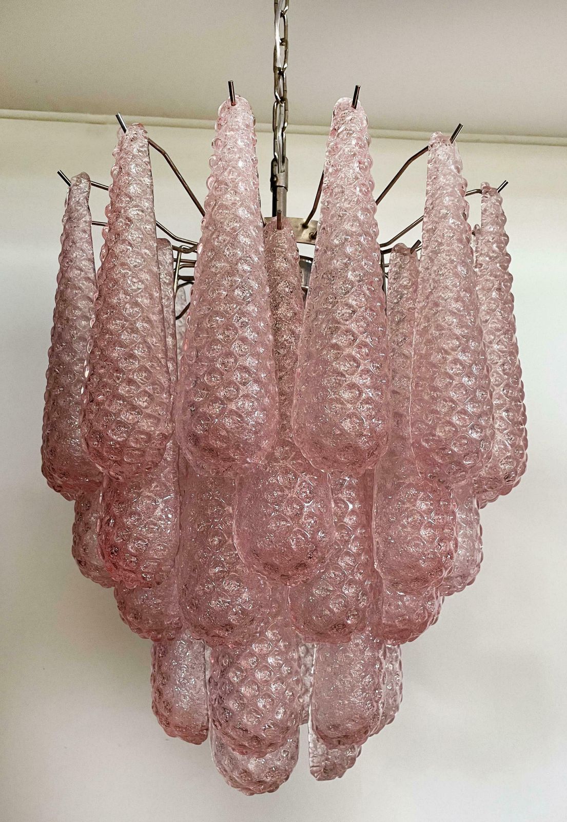 photo buy Pair Fabulous Glass Pink Petal Chandeliers, Murano
