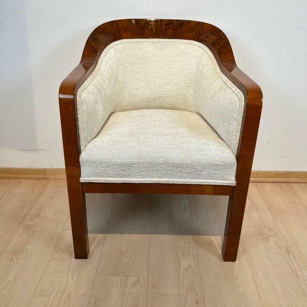 Biedermeier Bergere Chair, Walnut, Creme Velvet, Austria Circa 1840 photo furniture