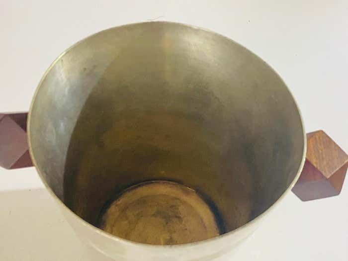 Ice Bucket In Sylver Metal, France 1930 Sylvered Color With Wood Handles photo 470.0