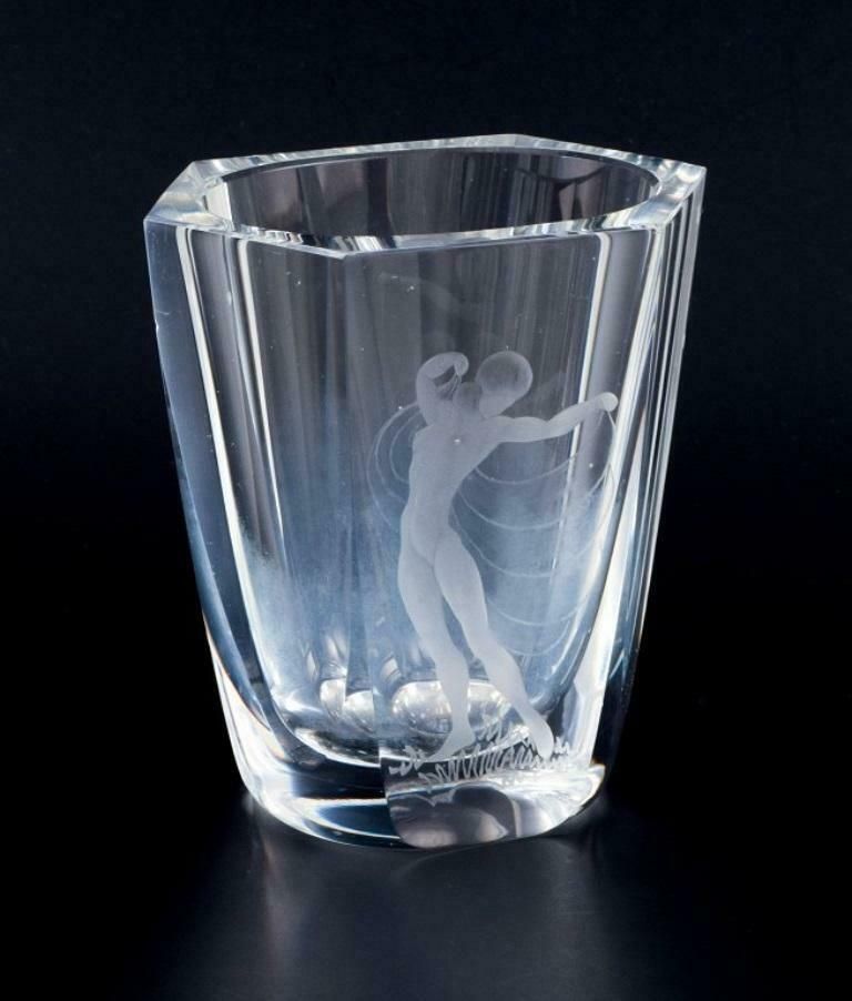 Lars Kjellander For Kosta, Sweden, Art Glass Vase In Clear Glass. 1930s photo furniture