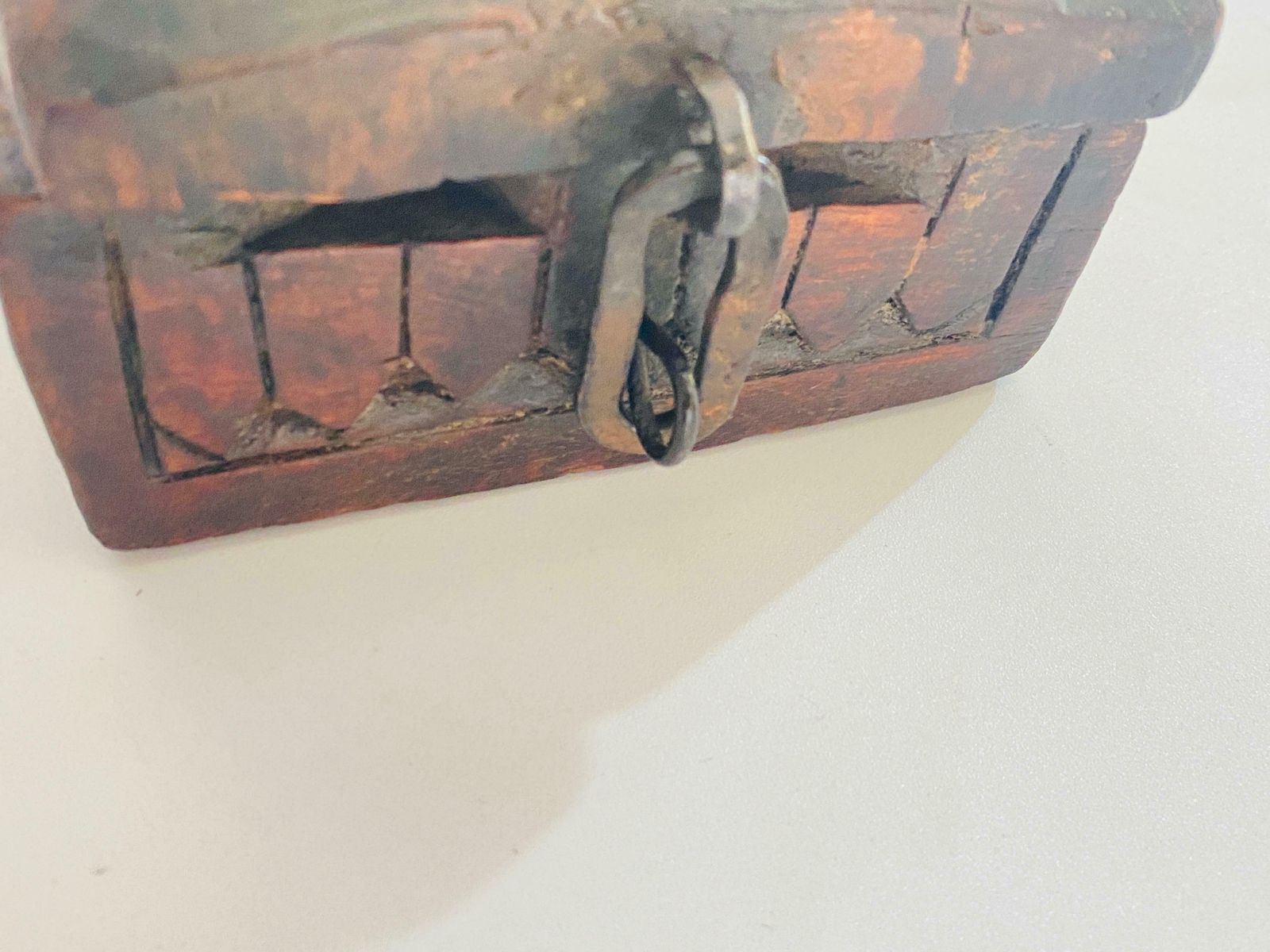 Old African Hand Carved Wooden Box 19th Century Brown Color Powder Box photo furniture