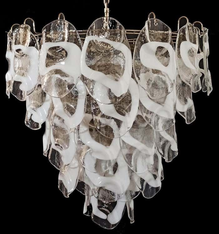 Amazing Huge Vintage Italian Murano Chandelier Lamp By Vistosi   57 Glasses photo for sale