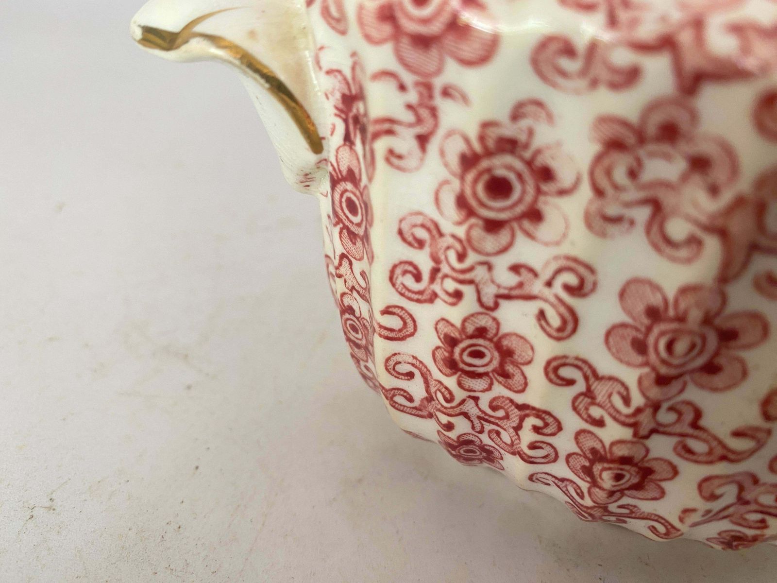 photo for sale Sugar French Porcelain Sugar Pot White And Red Color 20th Century