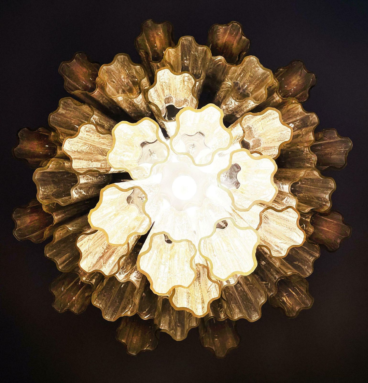 Beautiful Murano Glass Tube Chandeliers   36 Clear Amber Glass Tube photo for sale