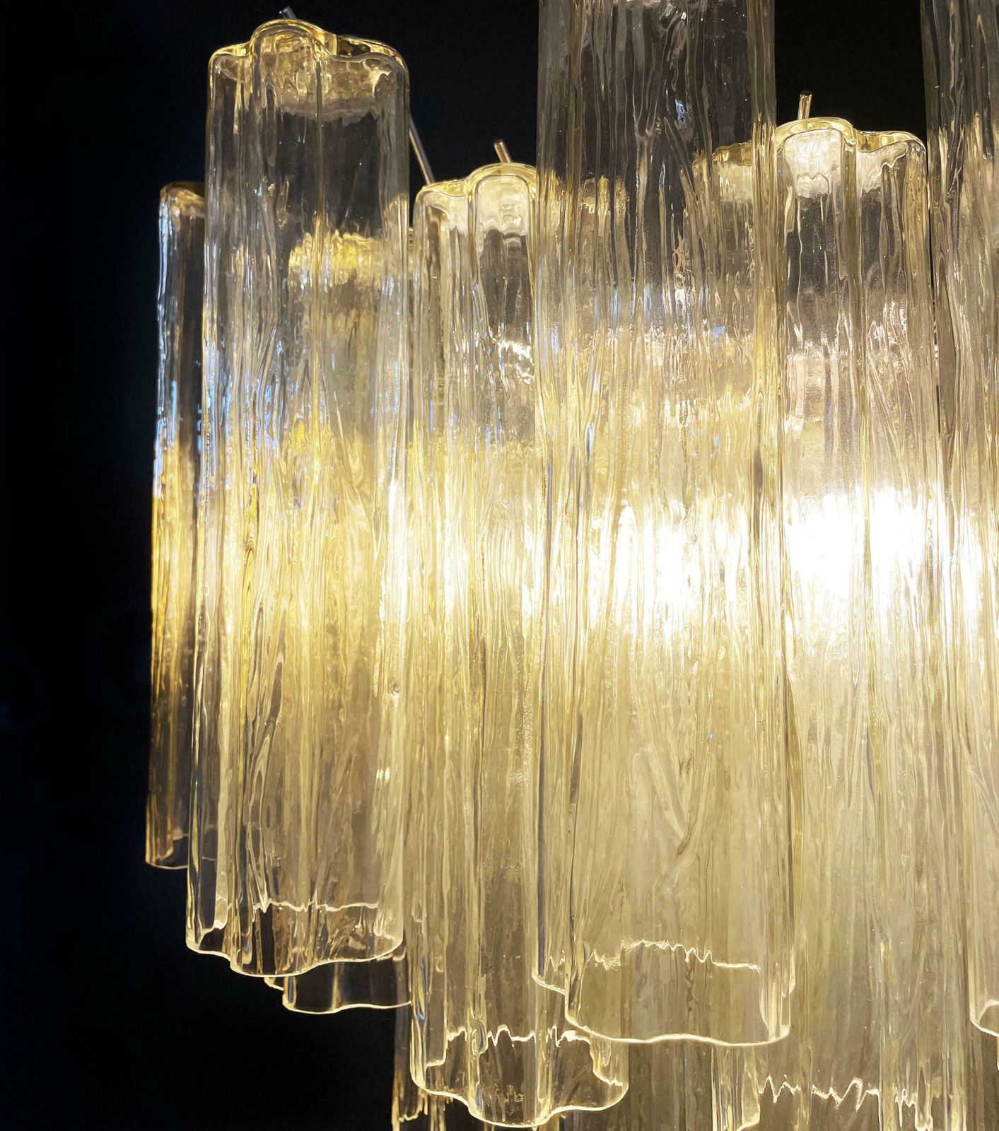 Beautiful Murano Glass Tube Chandeliers   36 Clear Amber Glass Tube photo Lighting