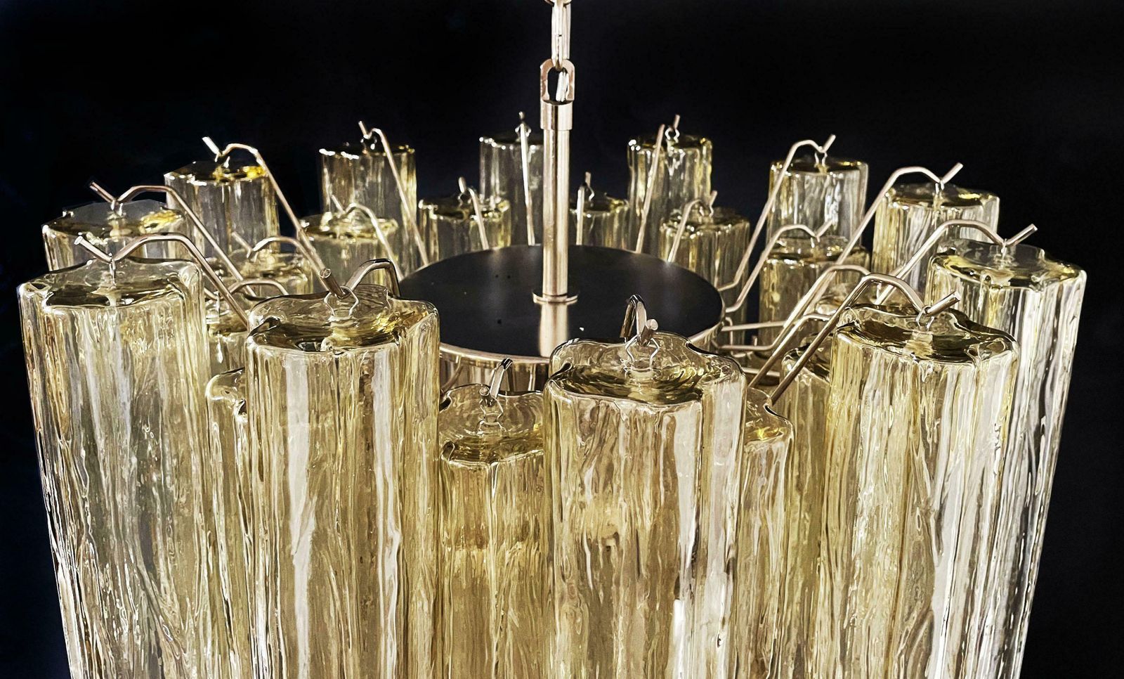 photo furniture Beautiful Murano Glass Tube Chandeliers   36 Clear Amber Glass Tube