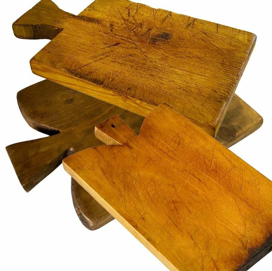 Wooden Chopping Set Of 3 Old Patina, Brown Color French, 20th Century photo furniture
