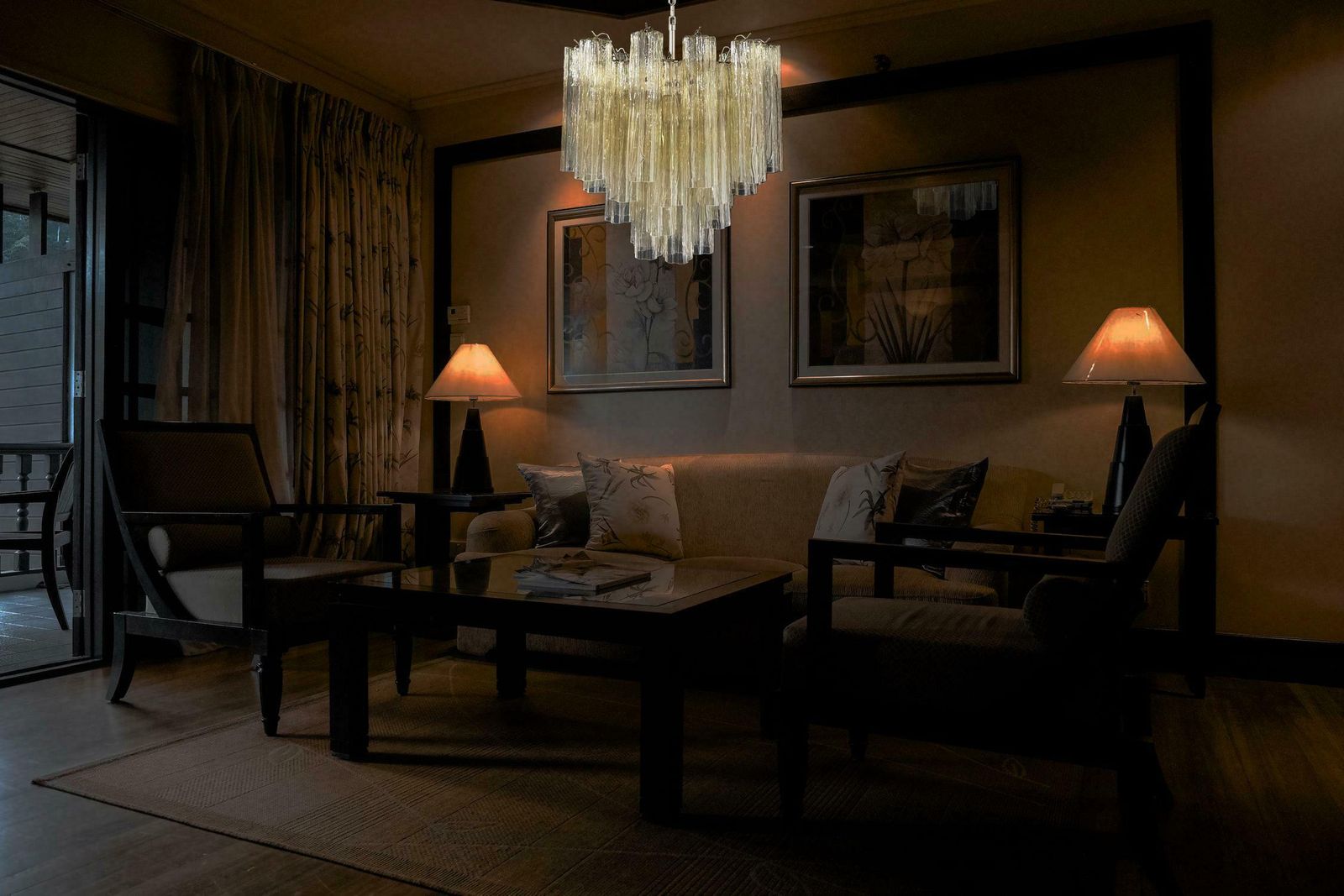 Beautiful Murano Glass Tube Chandelier   36 Clear Amber Glass Tube photo vintage