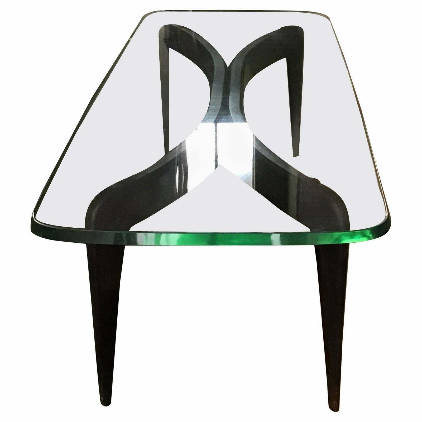 Gio’ Ponti Coffee Table Brass Wood Marbre, 1950, Italy