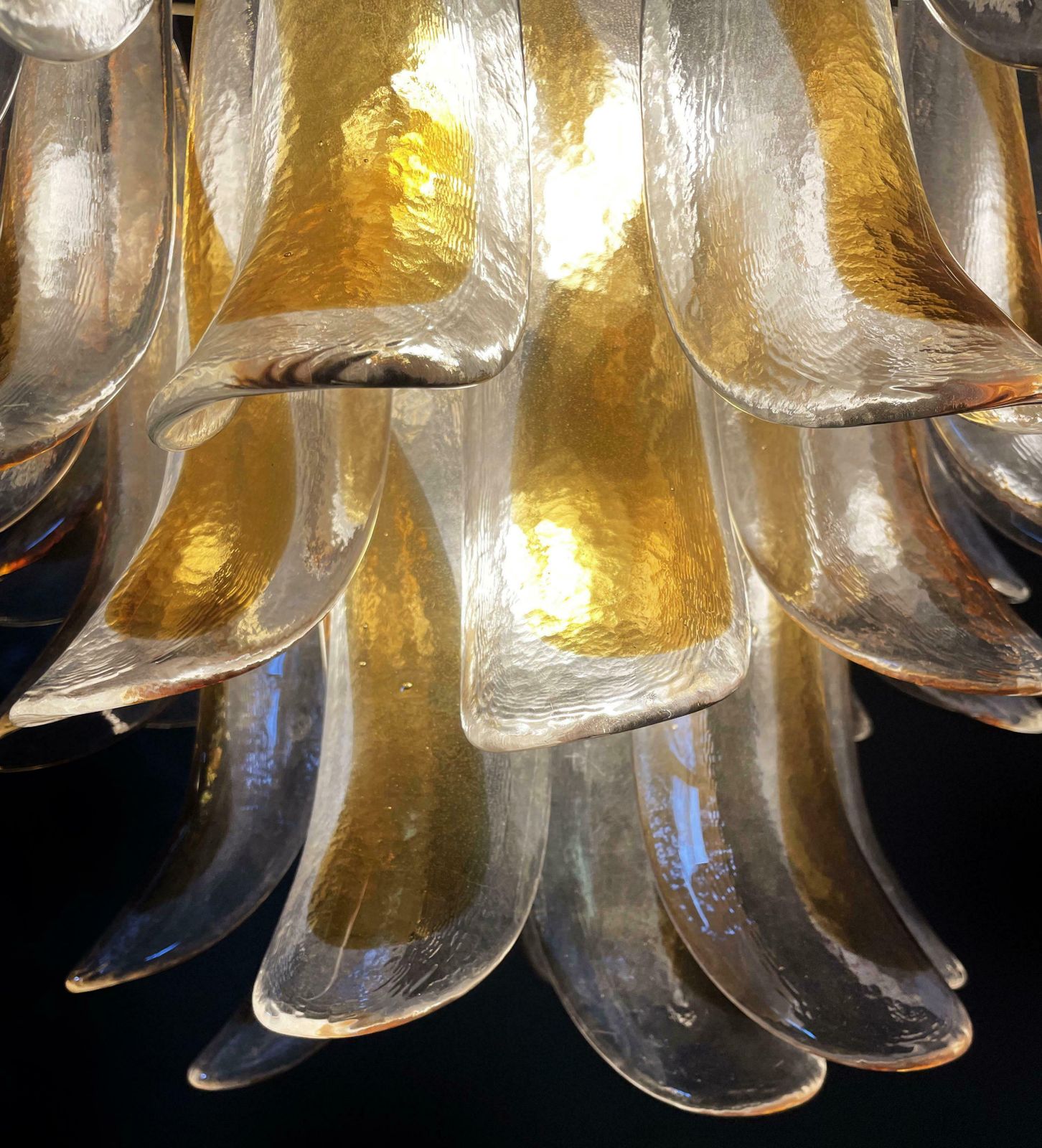Amazing Italian Vintage Murano Chandeliers, 41 Glass Amber Petals photo 3204.0