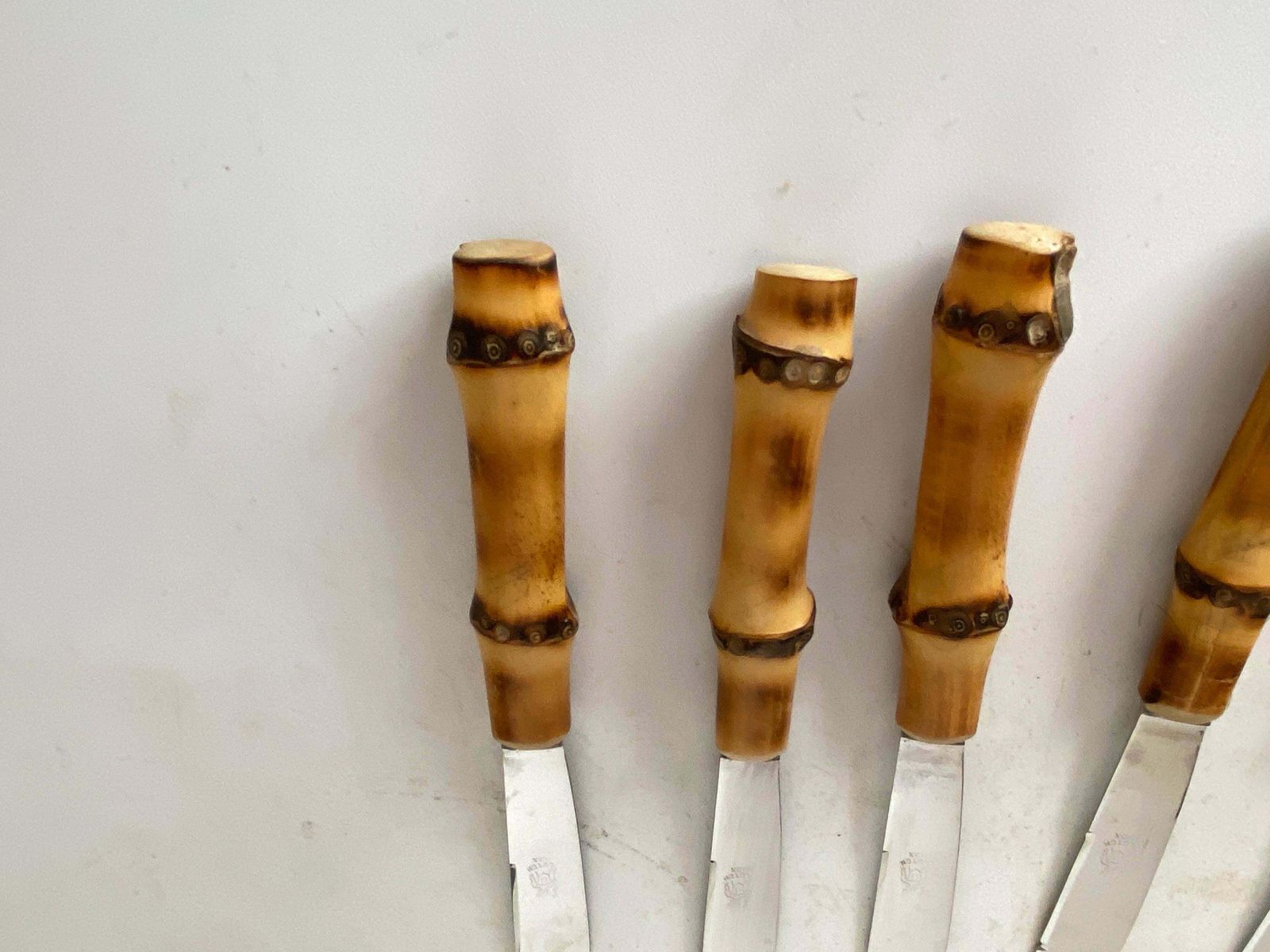 photo furniture Cutlery France 1970 Knifes Cutlery 12 Pieces In Faux Bamboo