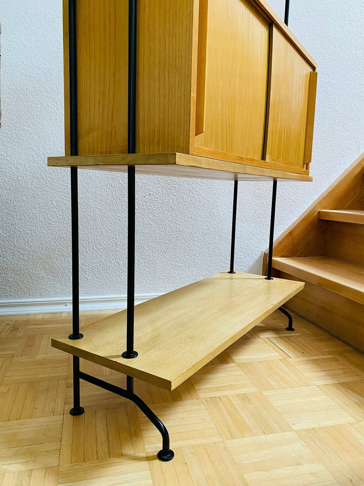 Wooden Midcentury String Shelf / 1950s 1960s Vintage Decor photo for sale
