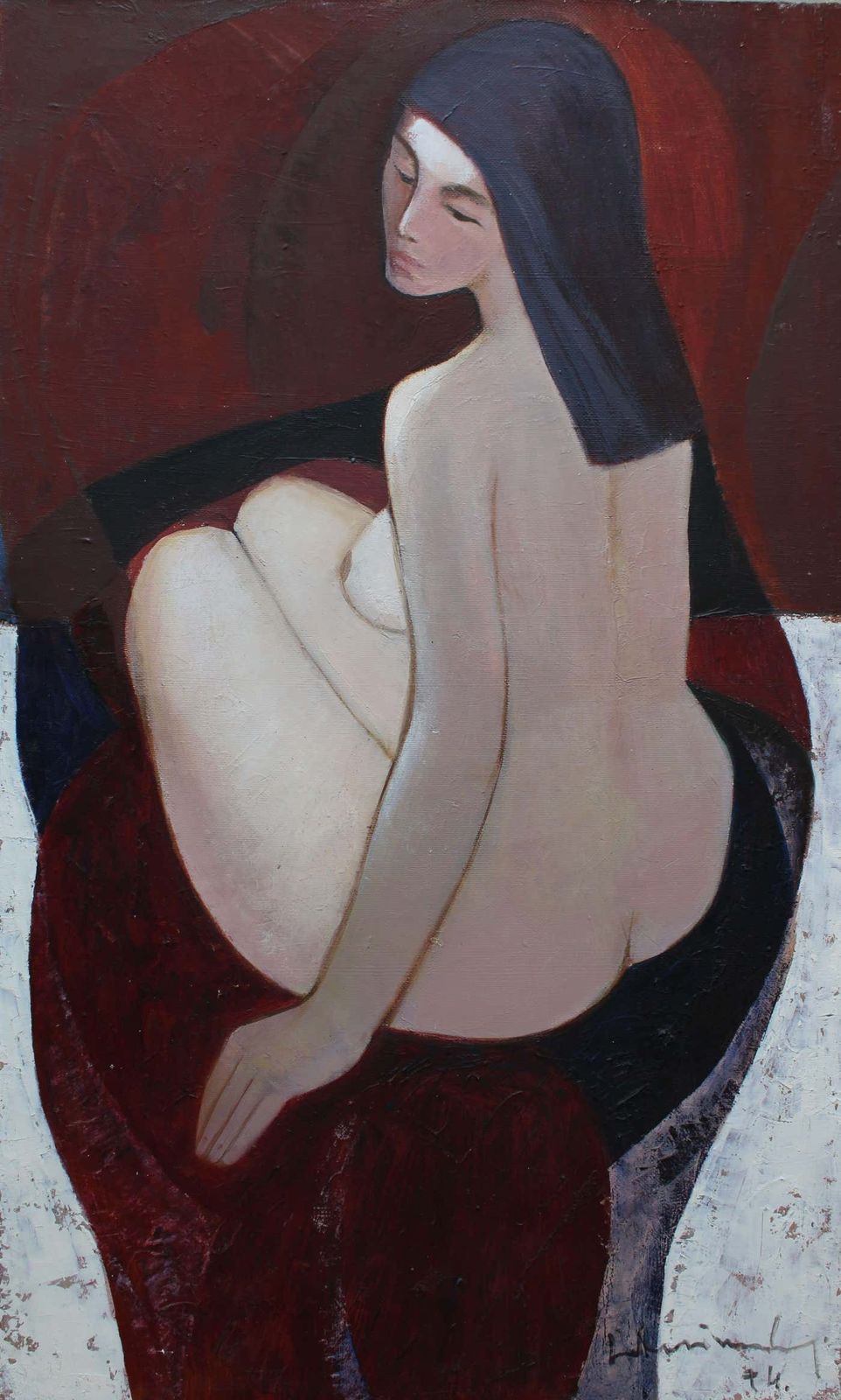 Laimdots Murnieks Seated 1974. Oil On Canvas